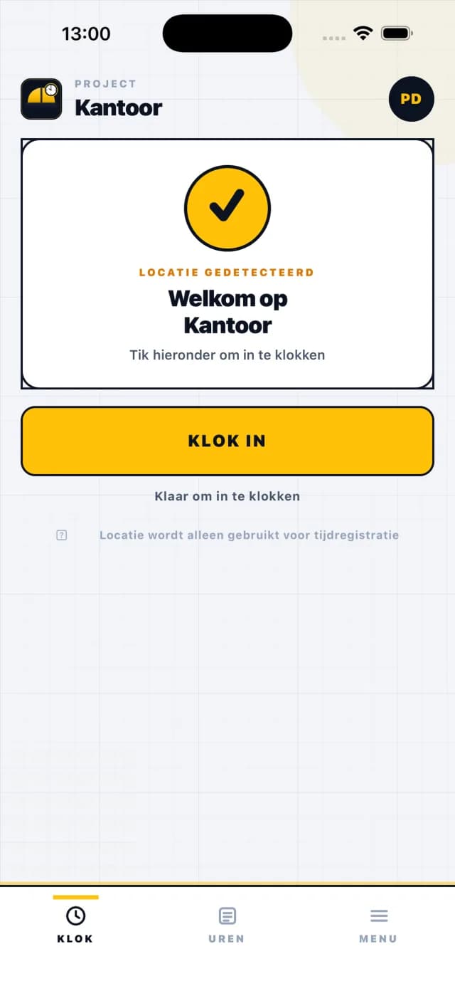 Location detected: clock in with one tap.